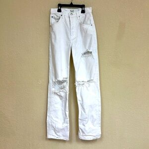 Reformation Cynthia High Rise Straight leg distressed Jeans Size 23